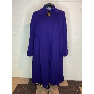 swing coat felted wool peter pan collar purple 1950s